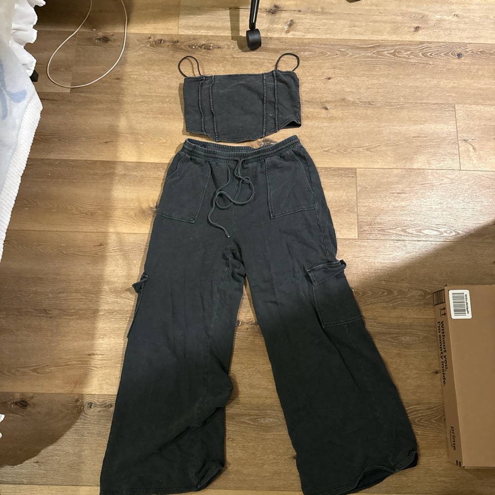 Blue Blush Black Wide Leg Two-Piece Set